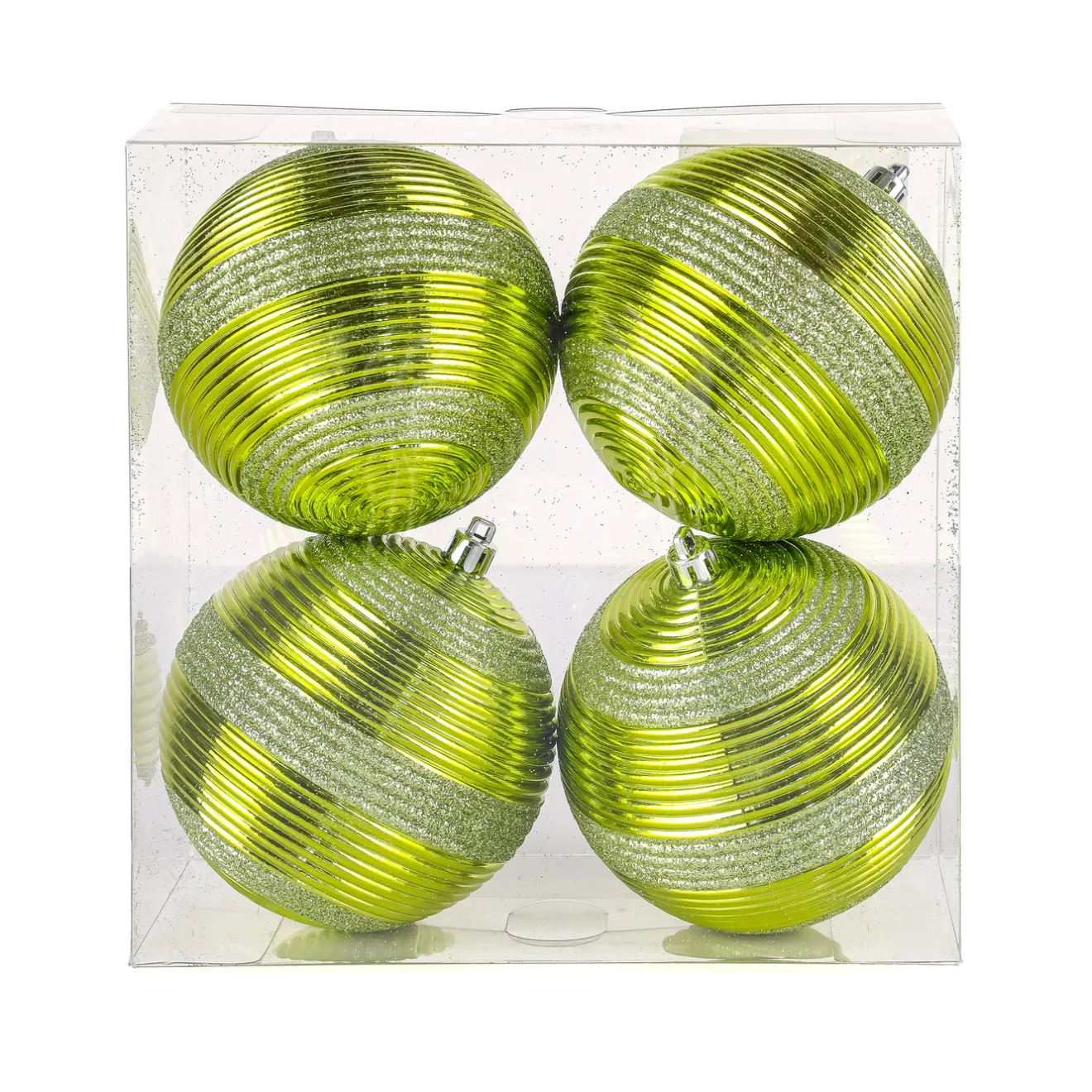 Online 4-Piece Shatterproof Swirling Lime Green Ornaments Tree Ornaments