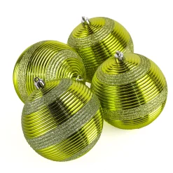 Online 4-Piece Shatterproof Swirling Lime Green Ornaments Tree Ornaments