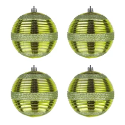 Online 4-Piece Shatterproof Swirling Lime Green Ornaments Tree Ornaments