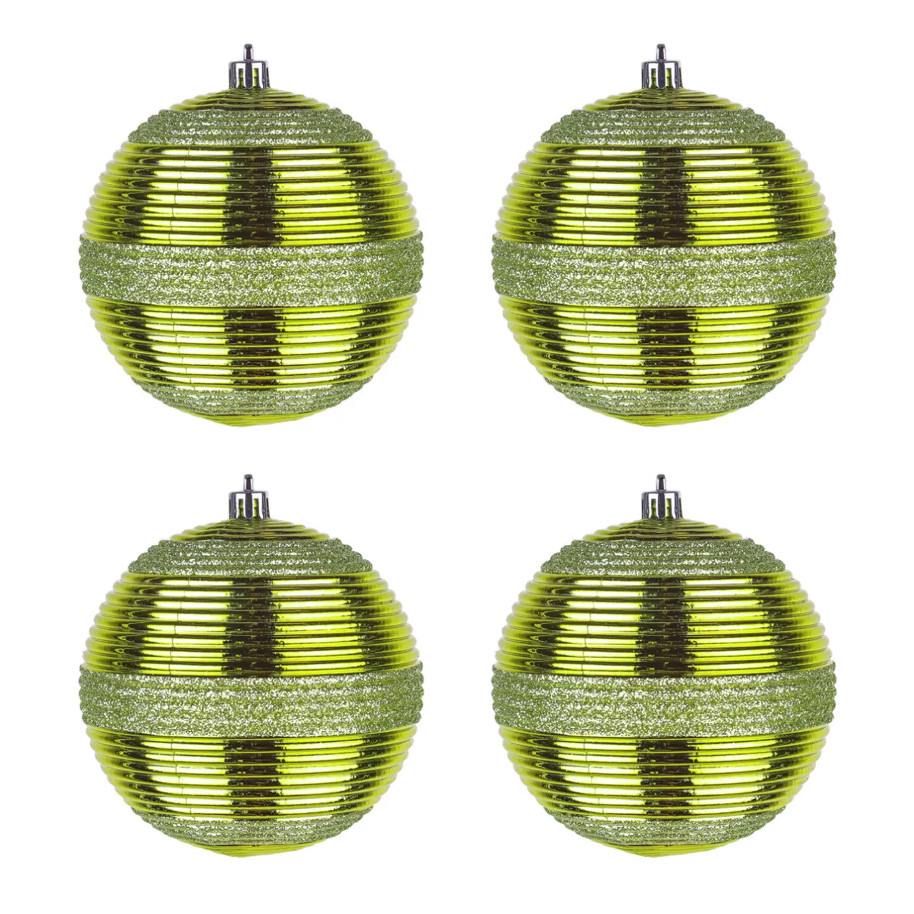 Online 4-Piece Shatterproof Swirling Lime Green Ornaments Tree Ornaments