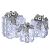 Pre-Lit Decorated White Gift Box Assortment Yard Decorations