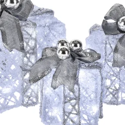 Pre-Lit Decorated White Gift Box Assortment Yard Decorations