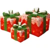 Best Pre-Lit Red and White Gift Boxes, Set of Three, White Lights Yard Decorations