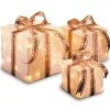 Best Pre-Lit White and Gold Gift Boxes, Set of Three, White Lights Decorative Accents