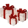 Sale Pre-Lit White Gift Boxes, Set of Three, White Lights Yard Decorations