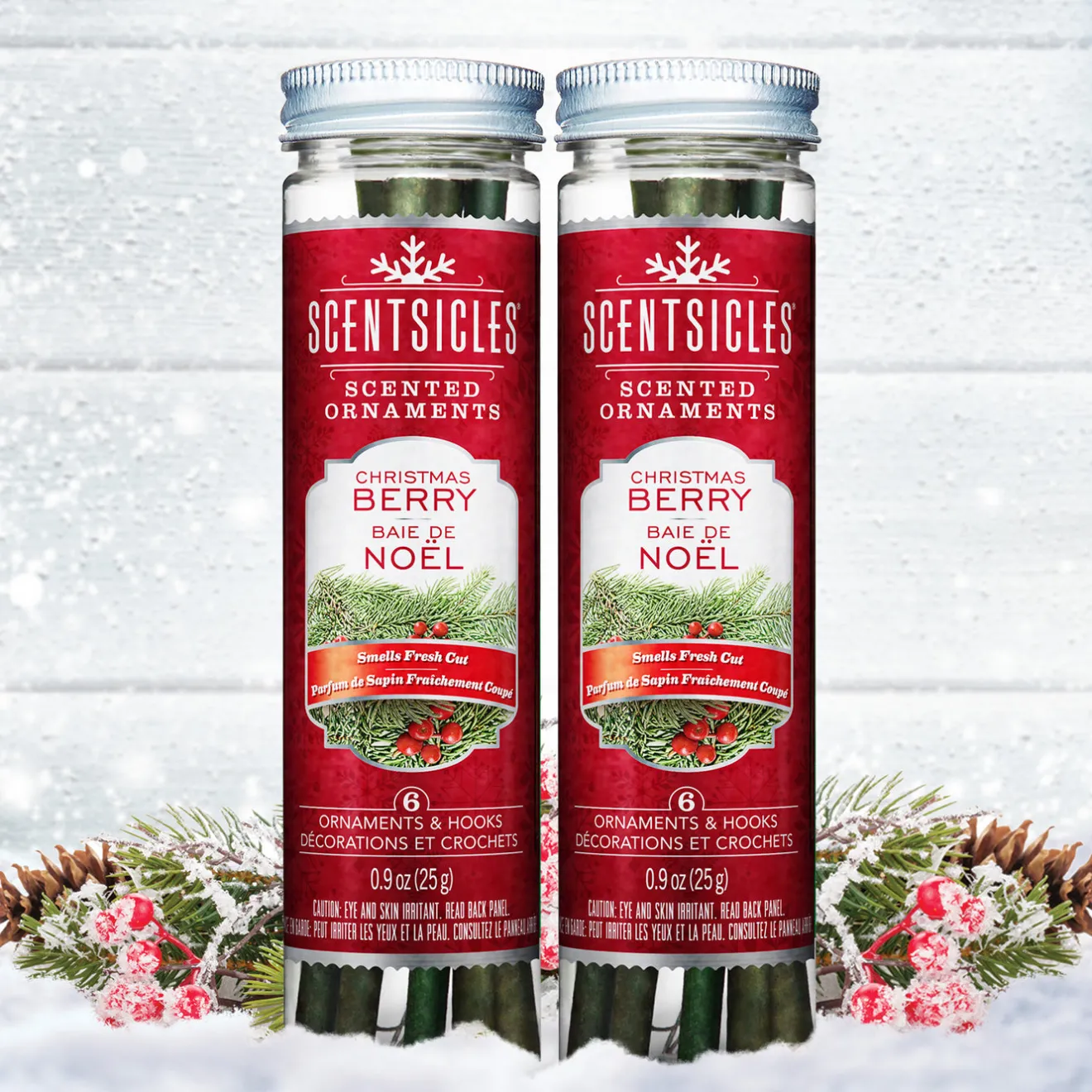 Outlet Scented Ornaments, 2-Pack- 6ct Bottle, Christmas Berry, Fragrance-Infused Paper Sticks Scentsicles