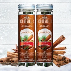 New Scented Ornaments, 2-Pack- 6ct Bottle, 2 Dashes of Cinnamon, Fragrance-Infused Paper Sticks Scentsicles