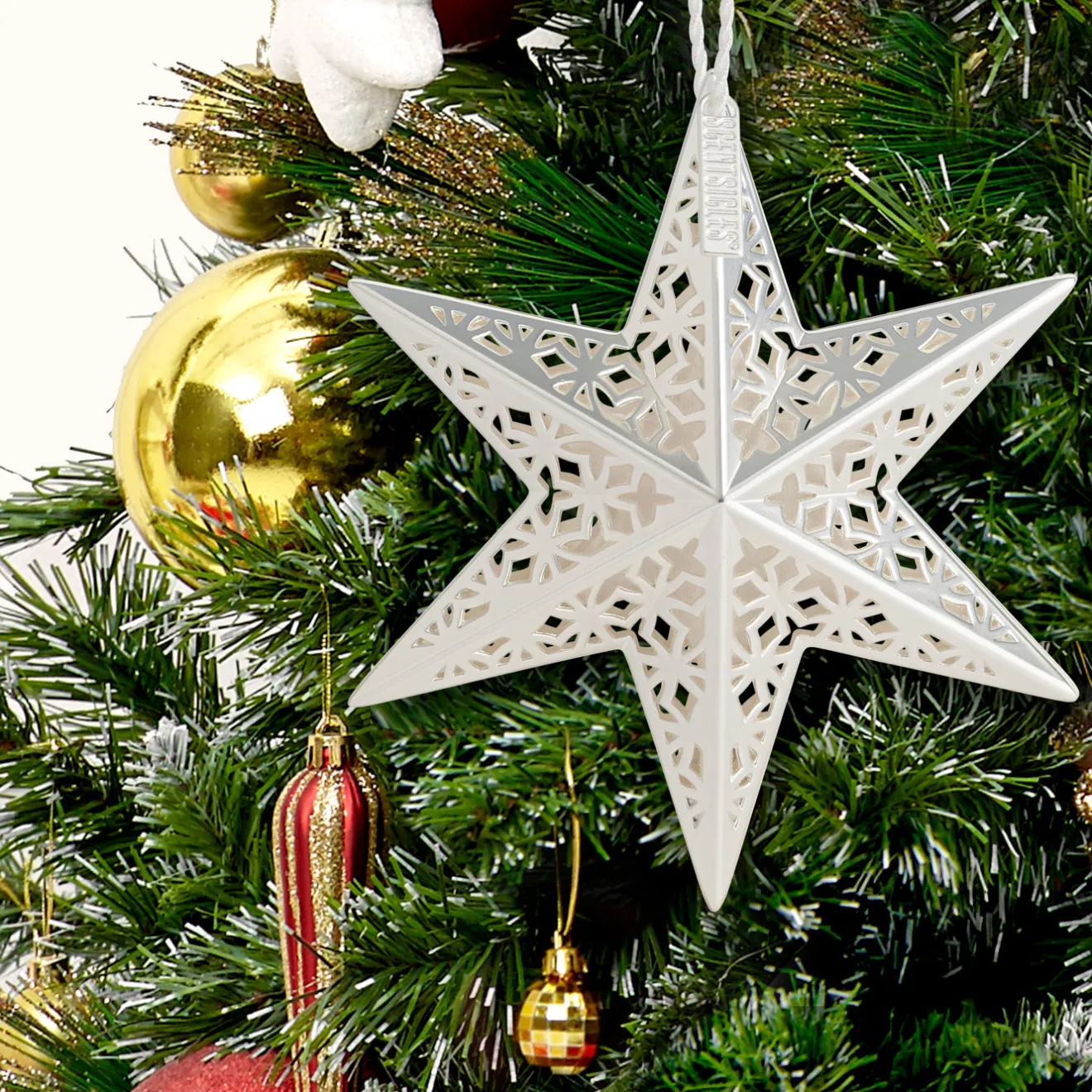 Scentsicles Decorative Ornament, Metal White Star, White Winter Fir with Refill Scentsicles