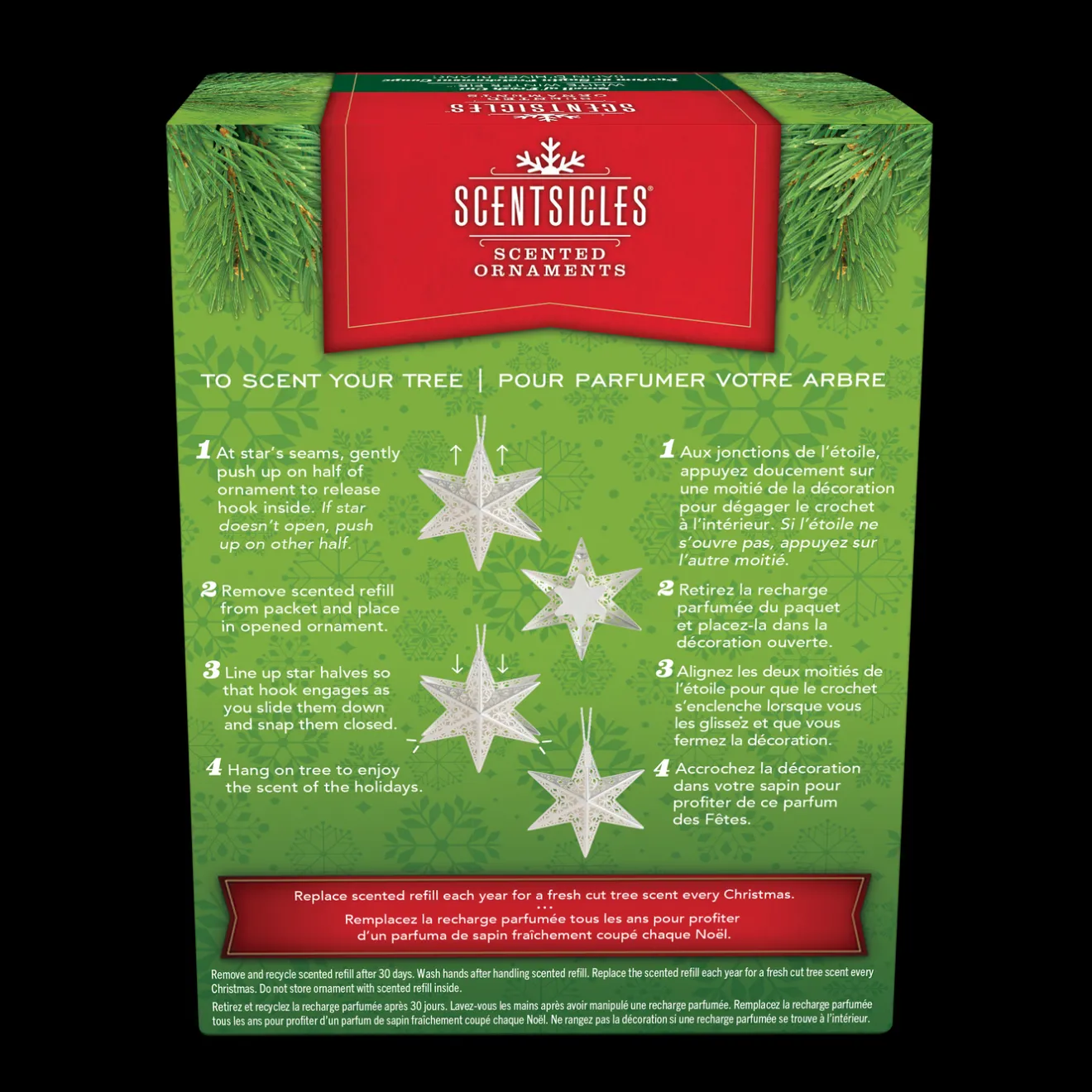 Scentsicles Decorative Ornament, Metal White Star, White Winter Fir with Refill Scentsicles