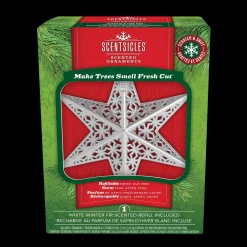 Scentsicles Decorative Ornament, Metal White Star, White Winter Fir with Refill Scentsicles