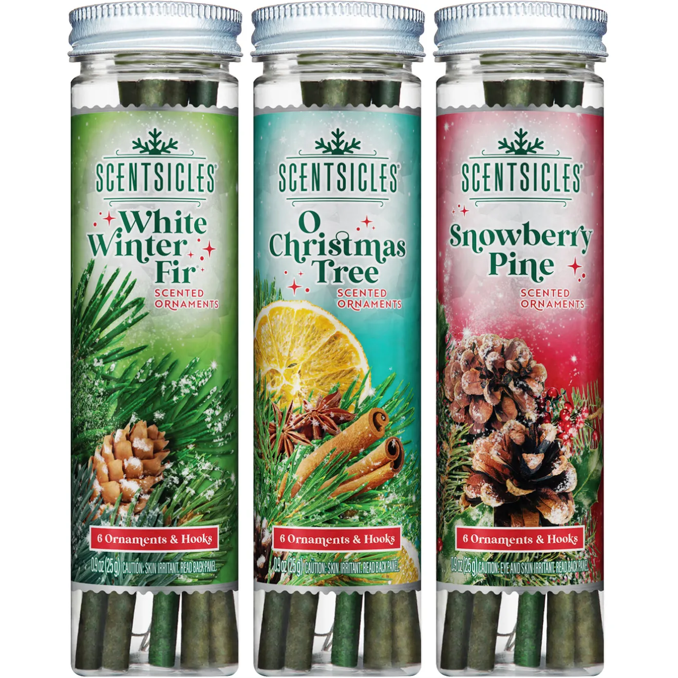 Best Scentsicles, 6pc Stick, White Winter Fir, O Christmas Tree, Snowberry Pine- 3 Pack Scentsicles