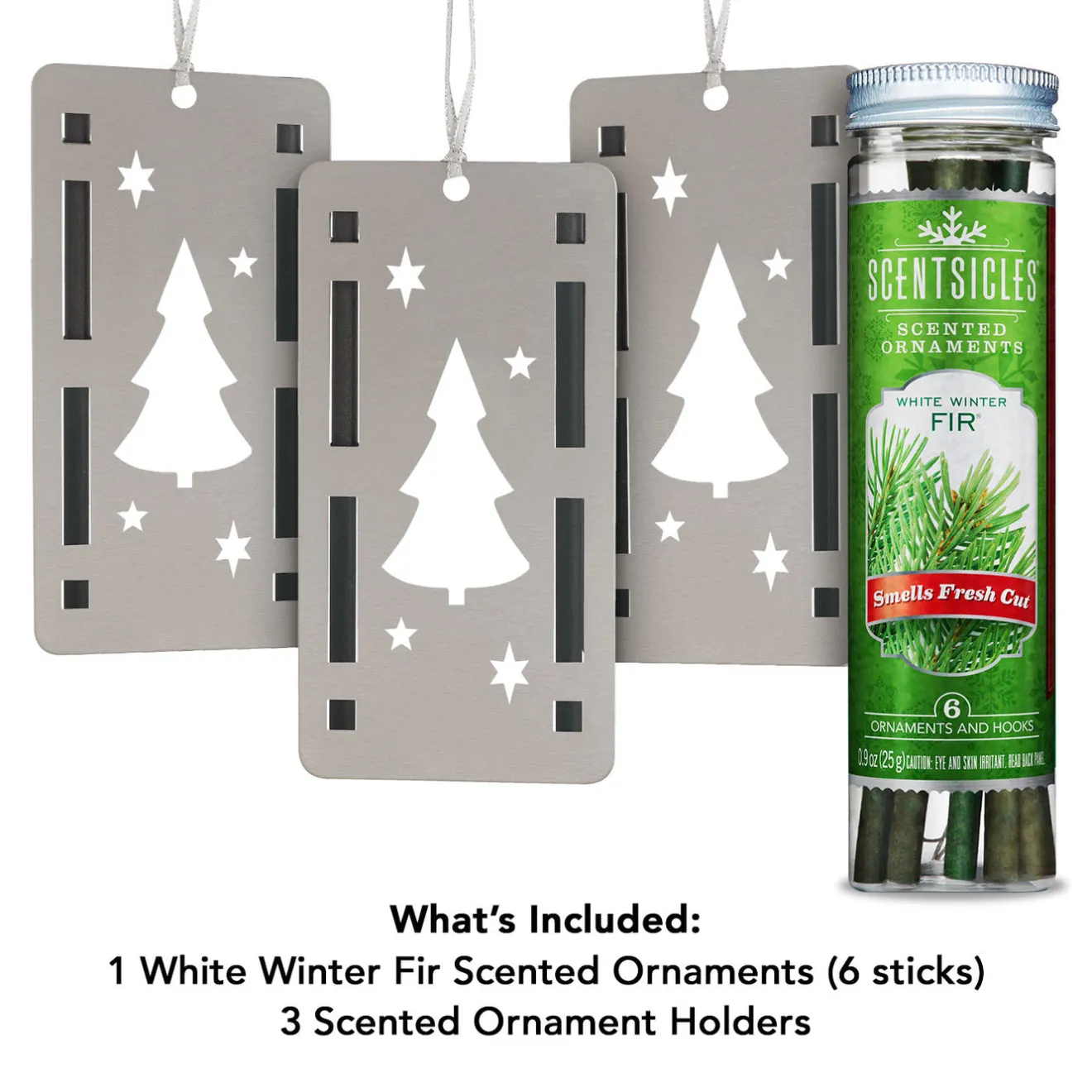 Best Scentsicles Trio Ornament Set of 3 and White Winter Fir Bottle of 6 Sticks Scentsicles