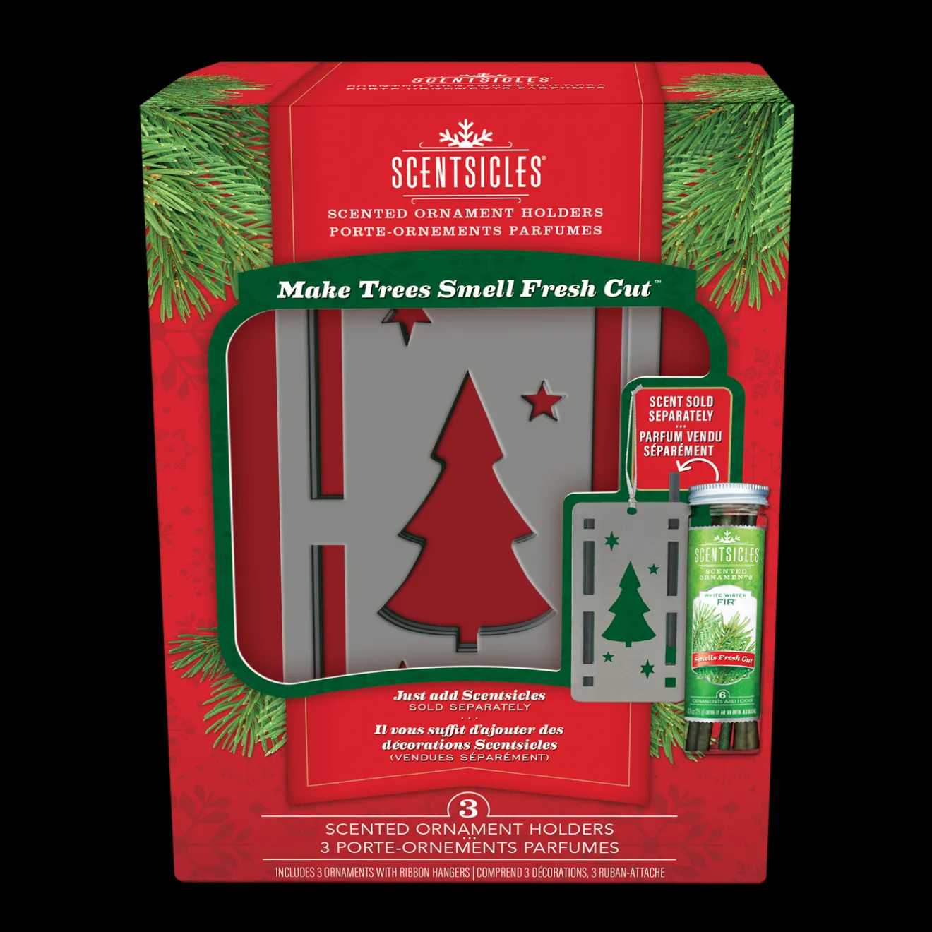 Best Scentsicles Trio Ornament Set of 3 and White Winter Fir Bottle of 6 Sticks Scentsicles
