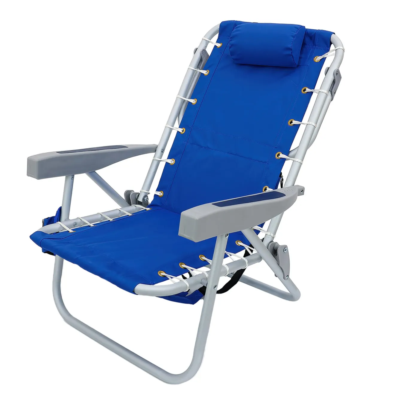 Discount 24x24x26 in. Aluminum Blue Horizontal Stripe Print Beach Chair with Pillow and side Pouch Patio Furniture