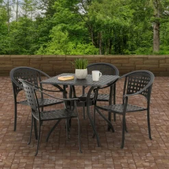 Sale 32x32x30 in. Bourton Small Space Cast Aluminum Straight Mesh All-Weather Dining Table, Seats 4, Bourton Collection Patio Furniture