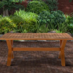 Hot 72x38x29 in. Eucalyptus Grandis Wood Farm House Style Table, Natural Color Patio Furniture