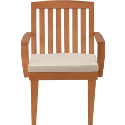 Hot 24x26x37 in. Eucalyptus Grandis Wood Dining Armchair, Natural Color with Beige Cushion & Polyester Pad Patio Furniture