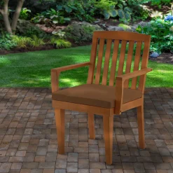 Discount 24x26x37 in. Eucalyptus Grandis Wood Dining Armchair, Natural Color with Chocolate Cushion and Polyester Pad Patio Furniture