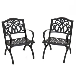 Outlet 24x26x36 in. Leeds Aluminum Circle All Weather Chairs, Set of 2, Leeds Collection Patio Furniture